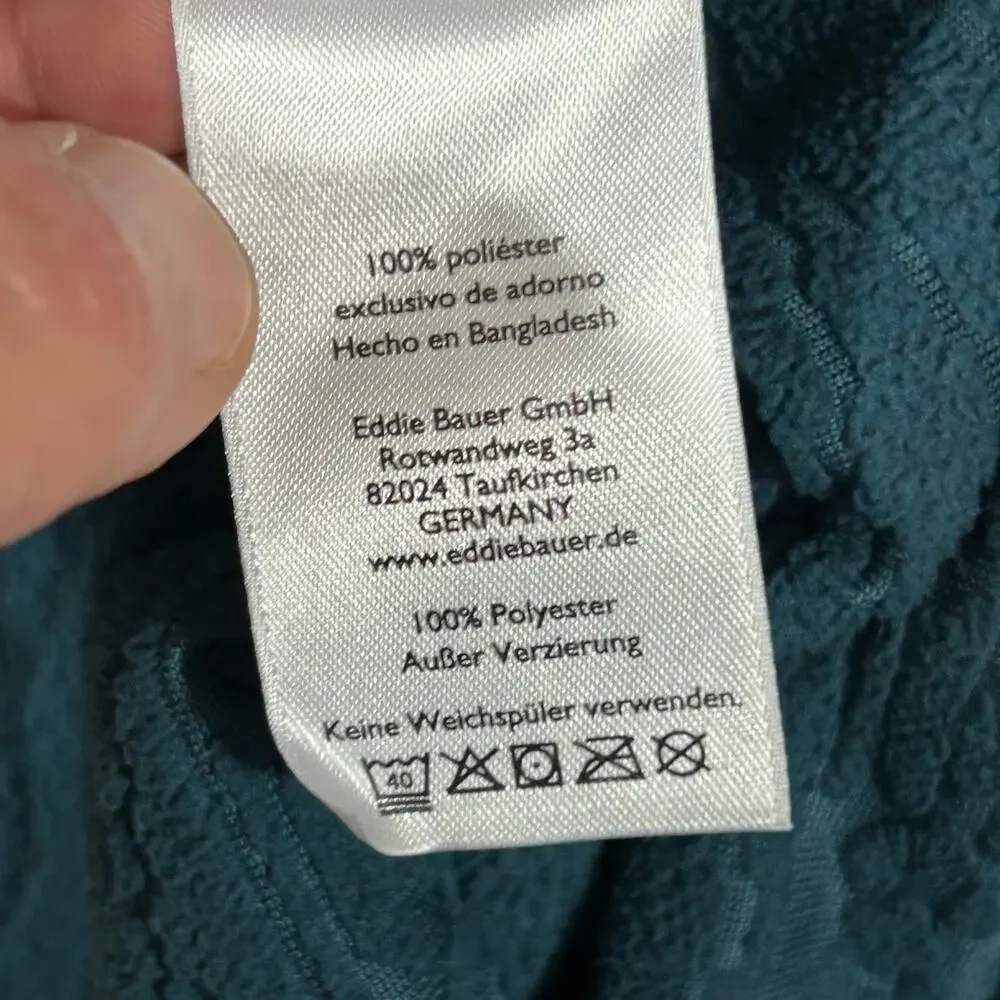 Eddie Bauer Women L Aztec Print 1/4 Zip Pullover Dark Teal Warm
